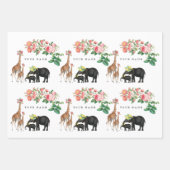 Elephant en Giraffe Floral - Aangepaste naam Inpakpapier Vel (Voorkant 2)