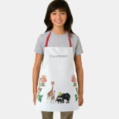 Elephant en Giraffe Floral Aangepaste naam Kindere Schort (Insitu)