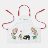 Elephant en Giraffe Floral Aangepaste naam Kindere Schort (Voorkant)