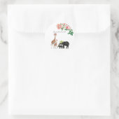 Elephant en Giraffe Floral - Aangepaste naam Ronde Sticker (Tas)