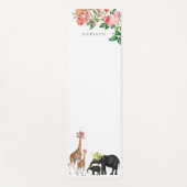 Elephant en Giraffe Floral - Aangepaste naam Yogamat (Voorkant)