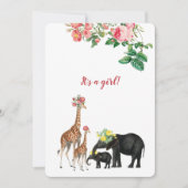 Elephant en Giraffe Floral Baby Girl Shower Kaart (Voorkant)
