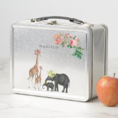 Elephant en Giraffe Floral Girl Custom Name (In situ)