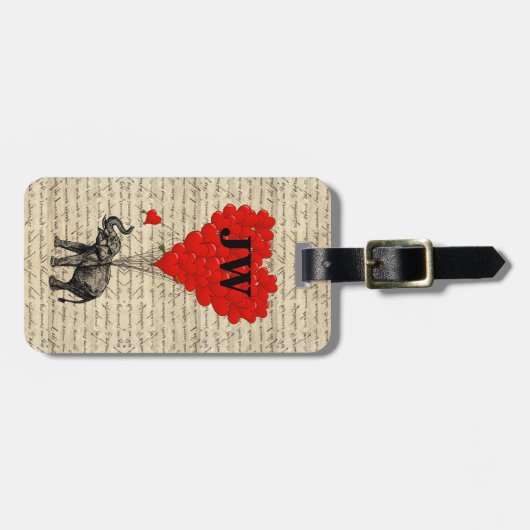 Elephant- en hartvormige ballonnen bagagelabel (Voorkant horizontaal)