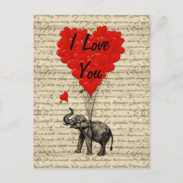 Elephant- en hartvormige ballonnen briefkaart