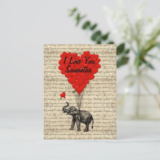 Elephant- en hartvormige ballonnen briefkaart (Staand voorkant)