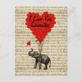 Elephant- en hartvormige ballonnen briefkaart