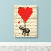 Elephant- en hartvormige ballonnen canvas afdruk (Insitu (Houten vloer))