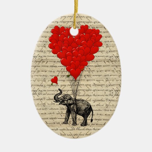 Elephant- en hartvormige ballonnen keramisch ornament (Voorkant)