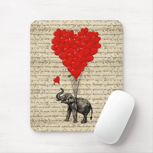 Elephant- en hartvormige ballonnen muismat (Met muis)