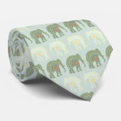 Elephant en Mandala in Light Green Stropdas (Opgerold)