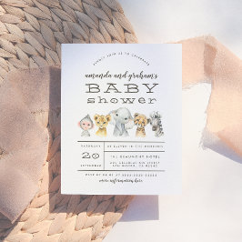 Elephant en Oerwoud Friends Rustisch Baby shower Uitnodiging Briefkaart