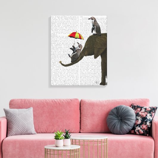Elephant en Penguin Canvas Afdruk (Insitu (Woonkamer))