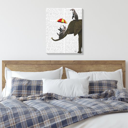 Elephant en Penguin Canvas Afdruk (Insitu (Slaapkamer))