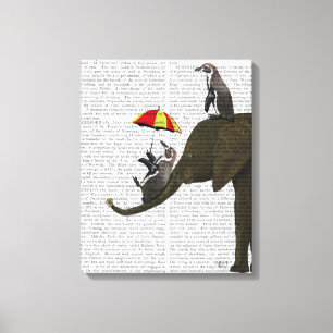 Elephant en Penguin Canvas Afdruk