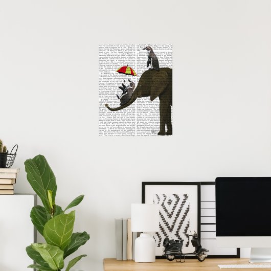 Elephant en Penguin Poster (Thuiskantoor)