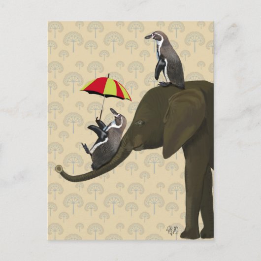 Elephant en pinguïns briefkaart (Voorkant)