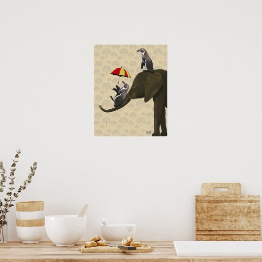 Elephant en pinguïns poster (Keuken)