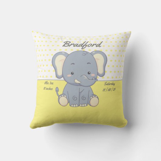 Elephant en Polka dots, Geel en Grijs lumbaal P Kussen (Achterkant)