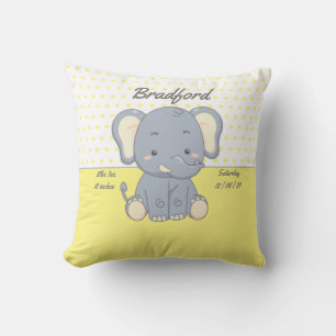 Elephant en Polka dots, Geel en Grijs lumbaal P Kussen