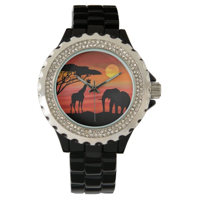Elephant en Rhinoceros op de Sondeton Serengeti Horloge (Voorkant)