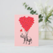 Elephant- en rode hartballonnen briefkaart (Staand voorkant)