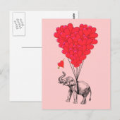 Elephant- en rode hartballonnen briefkaart (Voorkant / Achterkant)