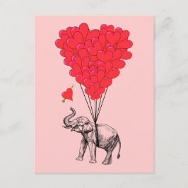Elephant- en rode hartballonnen briefkaart