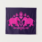 Elephant Ethnic Print Pink Blue Wandkleed (Voorkant (horizontaal))