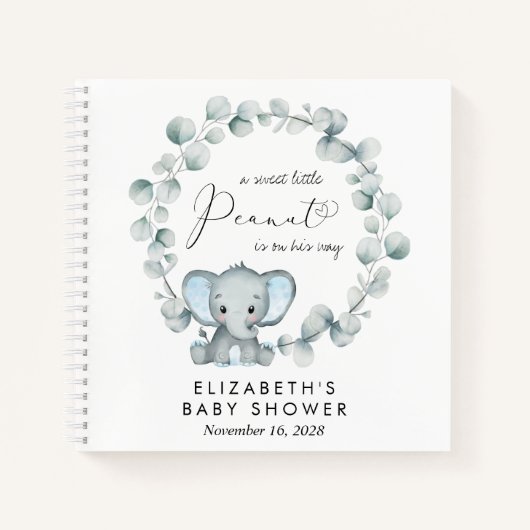 Elephant Eucalyptus Baby Boy Shower Notitieboek (Voorkant)