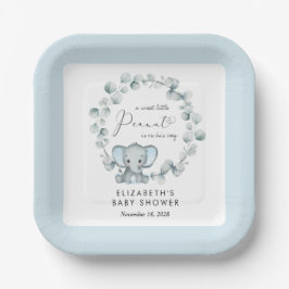Elephant Eucalyptus Baby Boy Shower Papieren Bordje