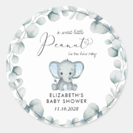 Elephant Eucalyptus Baby Boy Shower Ronde Sticker