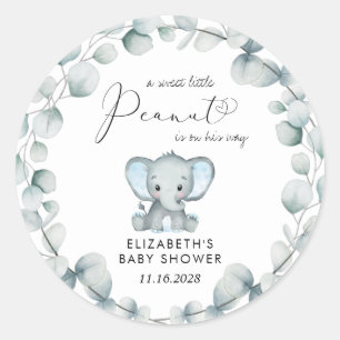 Elephant Eucalyptus Baby Boy Shower Ronde Sticker