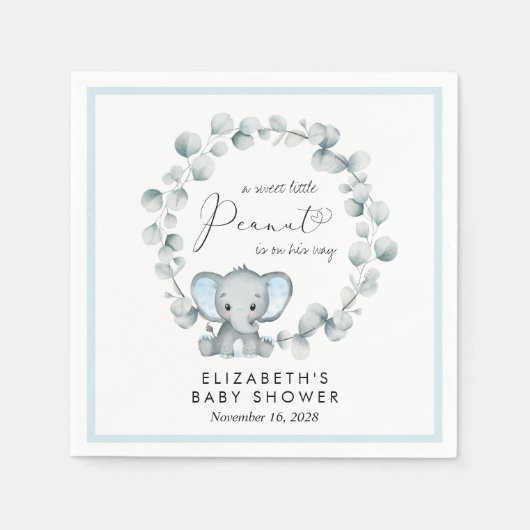 Elephant Eucalyptus Baby Boy Shower Servet (Voorkant)
