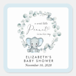 Elephant Eucalyptus Baby Boy Shower Vierkante Sticker