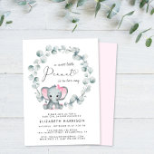 Elephant Eucalyptus Baby Girl Shower Kaart