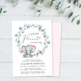 Elephant Eucalyptus Baby Girl Shower Kaart