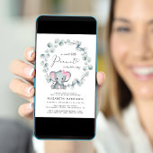 Elephant Eucalyptus Baby Girl Shower Kaart