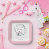Elephant Eucalyptus Baby Girl Shower Papieren Bordje (Feest)
