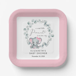 Elephant Eucalyptus Baby Girl Shower Papieren Bordje