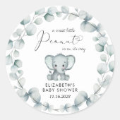 Elephant Eucalyptus Baby shower Ronde Sticker (Voorkant)