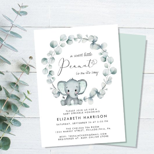 Elephant Eucalyptus Baby Sprinkle Kaart