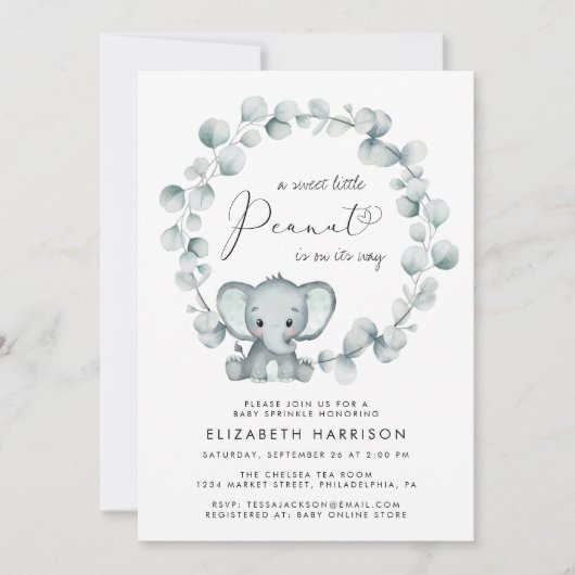 Elephant Eucalyptus Baby Sprinkle Kaart (Voorkant)