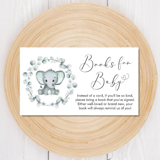 Elephant Eucalyptus Books for Baby shower Informatiekaartje