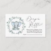 Elephant Eucalyptus Diaper Raffle Baby Boy Shower Informatiekaartje (Voorkant)