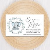 Elephant Eucalyptus Diaper Raffle Baby Boy Shower Informatiekaartje