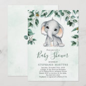 Elephant Eucalyptus Foliage Waterverf Baby shower Kaart (Voorkant / Achterkant)
