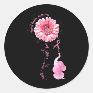 Elephant Faith Hope Love Borstkanker Bewustzijn Ronde Sticker