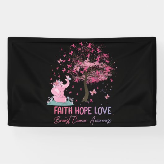 Elephant Faith Hope Love Breast Cancer Awareness Spandoek (Horizontaal)