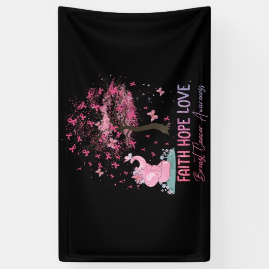 Elephant Faith Hope Love Breast Cancer Awareness Spandoek (Verticaal)